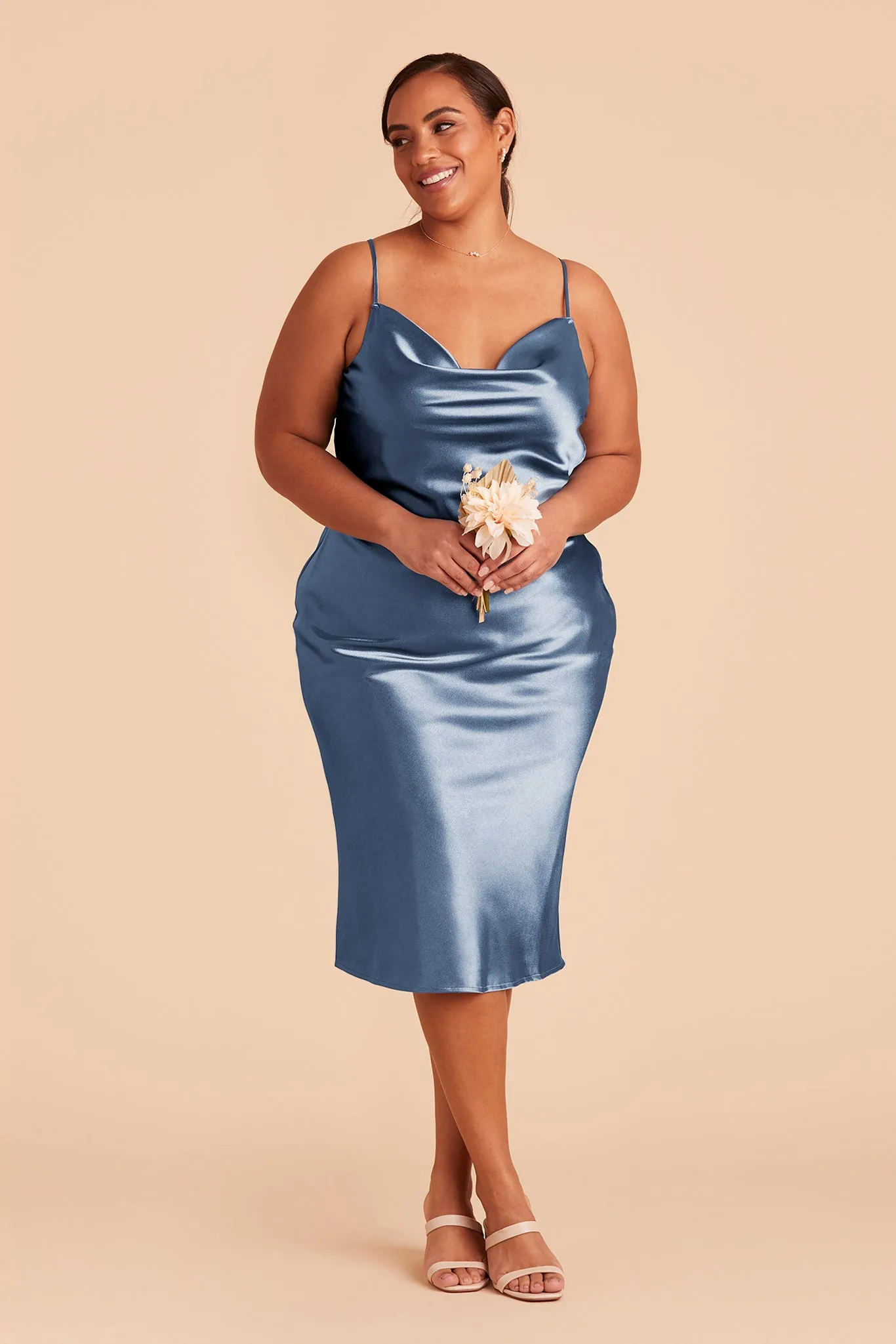 Lisa Shiny Satin Midi Dress - Twilight sold by Birdy Grey product image thumbnail 3