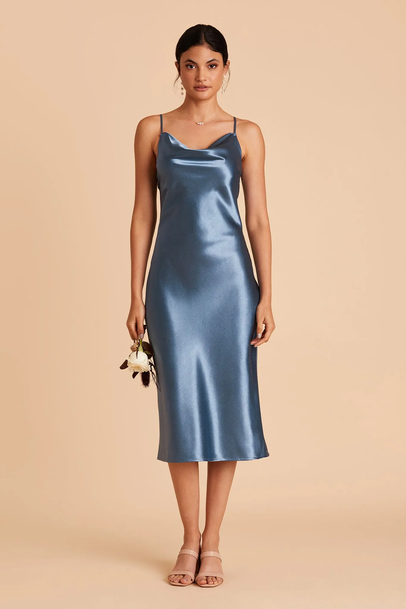 Lisa Shiny Satin Midi Dress - Twilight sold by Birdy Grey