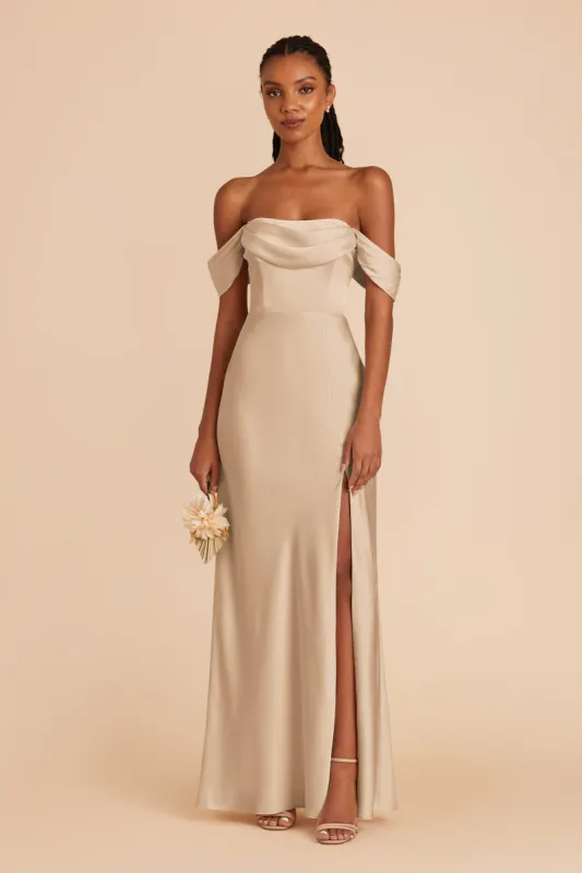 Mia Matte Satin Convertible Dress - Gold sold by Birdy Grey