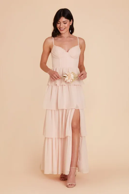 Lola Chiffon Dress - Pale Blush sold by Birdy Grey