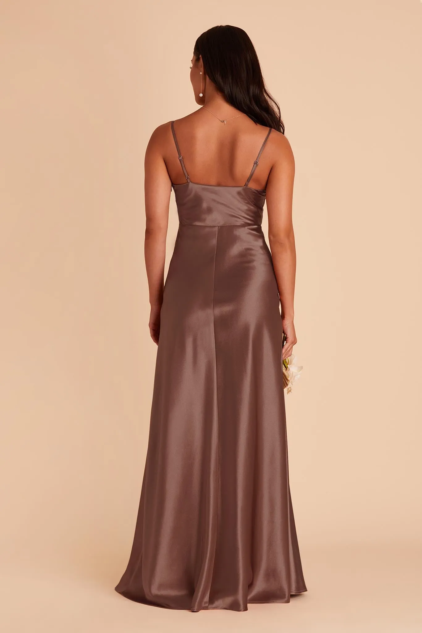 Lisa Long Shiny Satin Dress - Chocolate Brown sold by Birdy Grey product image thumbnail 5