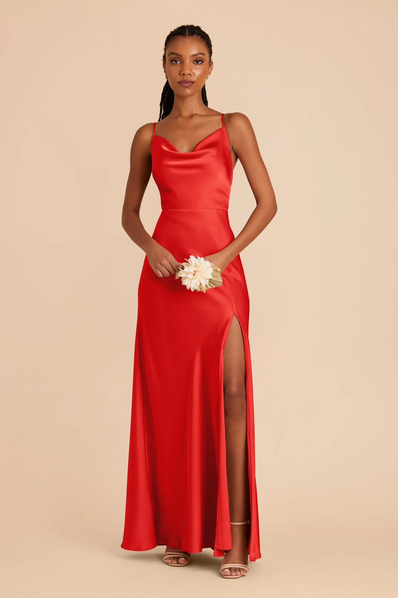 Lisa Long Matte Satin Dress - Ruby Red sold by Birdy Grey product image thumbnail 3