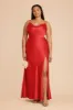 Lisa Long Matte Satin Dress - Ruby Red sold by Birdy Grey