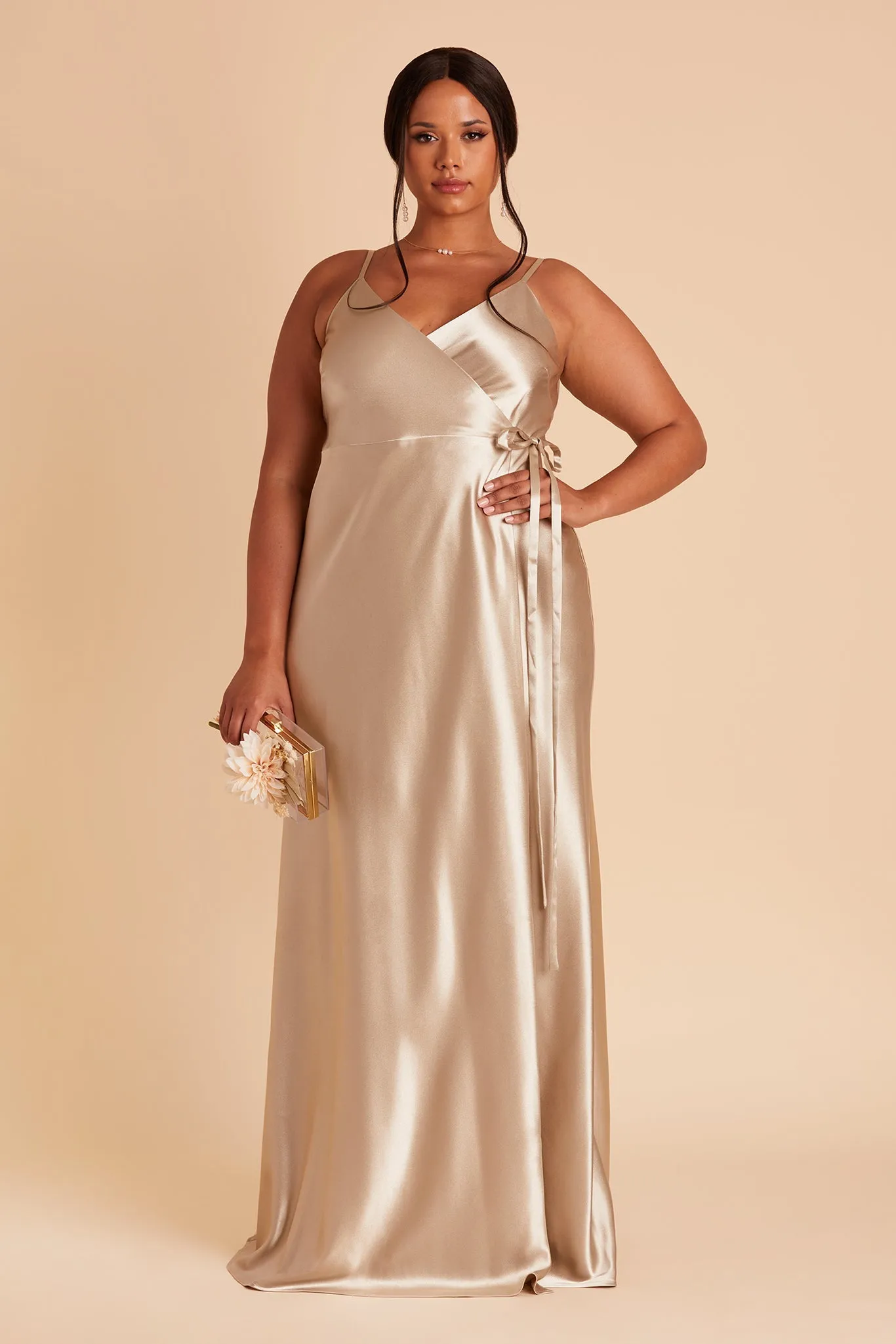 Cindy Shiny Satin Dress - Neutral Champagne sold by Birdy Grey product image thumbnail 2