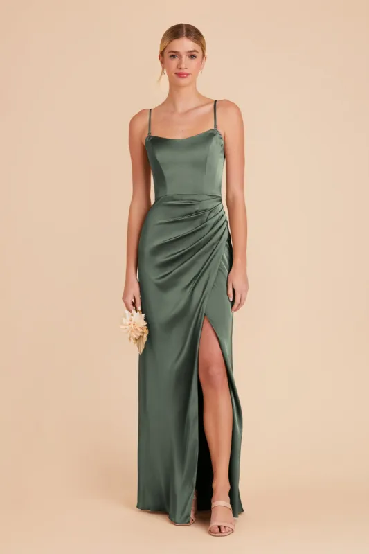 Anne Matte Satin Dress - Eucalyptus sold by Birdy Grey