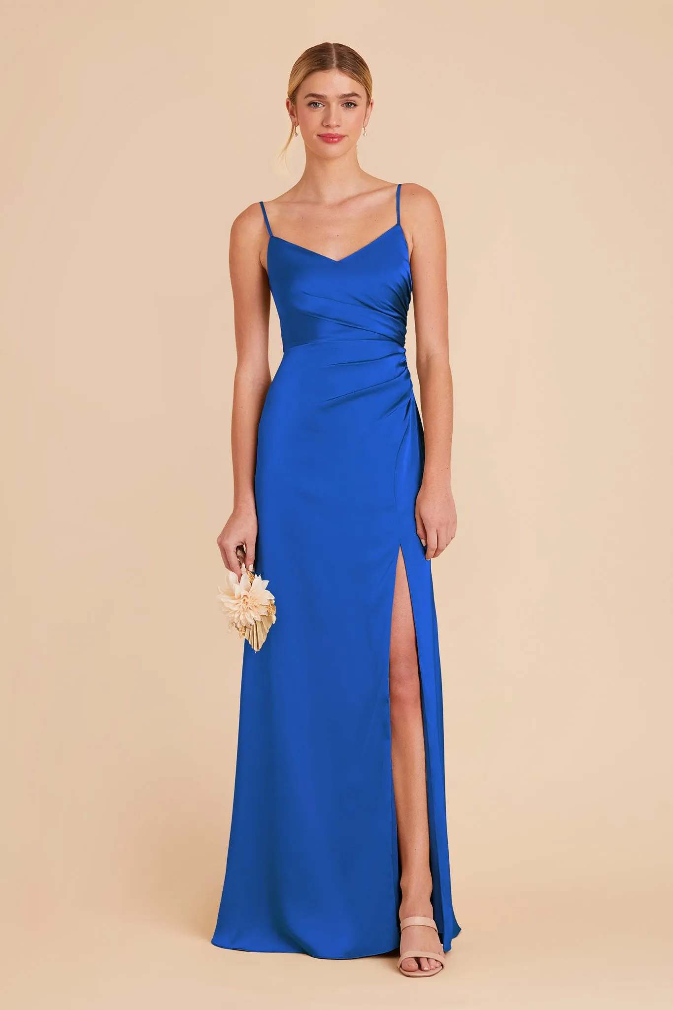 Catherine Matte Satin Dress - Cobalt Blue sold by Birdy Grey