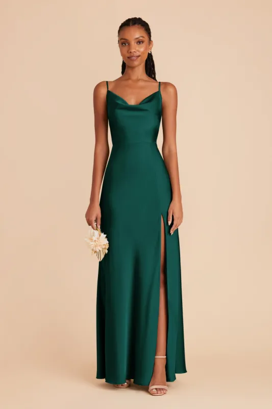 Lisa Long Matte Satin Dress - Emerald sold by Birdy Grey