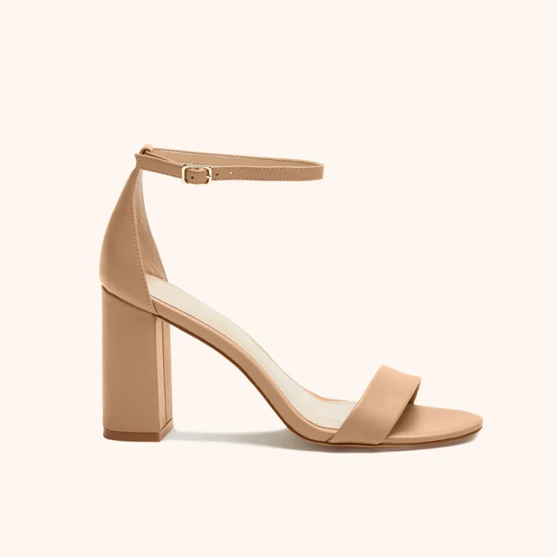 Mary High Chunky Heel - Nude Latte sold by Birdy Grey