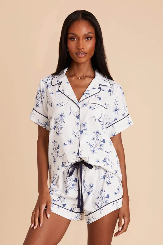 Jonny Satin Floral Pajama Set - Blue Le Fleur sold by Birdy Grey