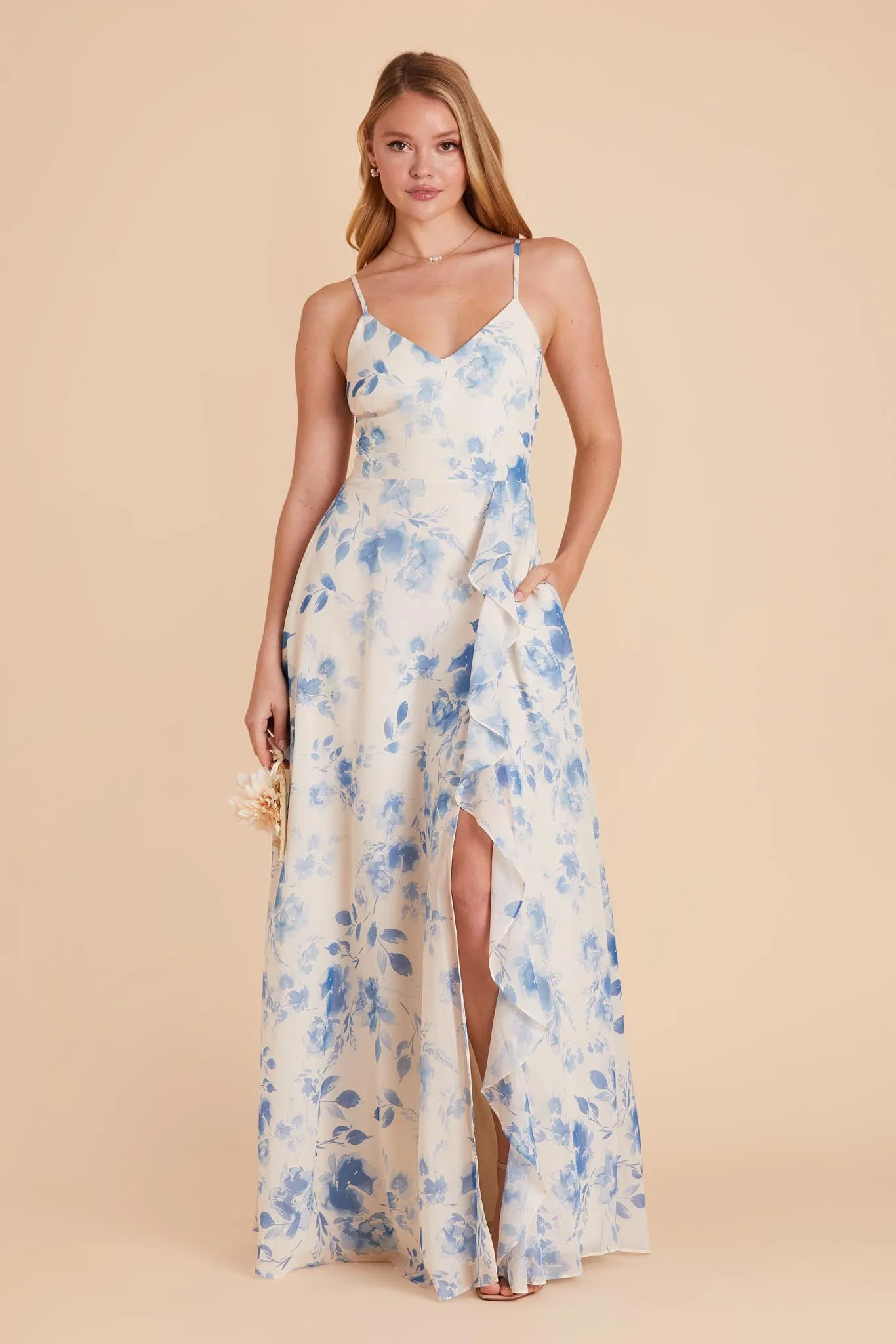 Theresa Chiffon Dress - Blue Rococo Floral sold by Birdy Grey product image thumbnail 3