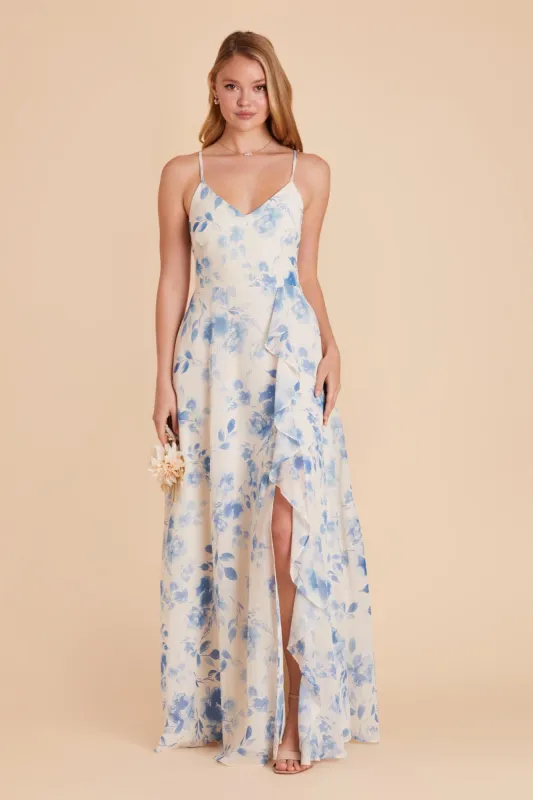 Theresa Chiffon Dress - Blue Rococo Floral sold by Birdy Grey