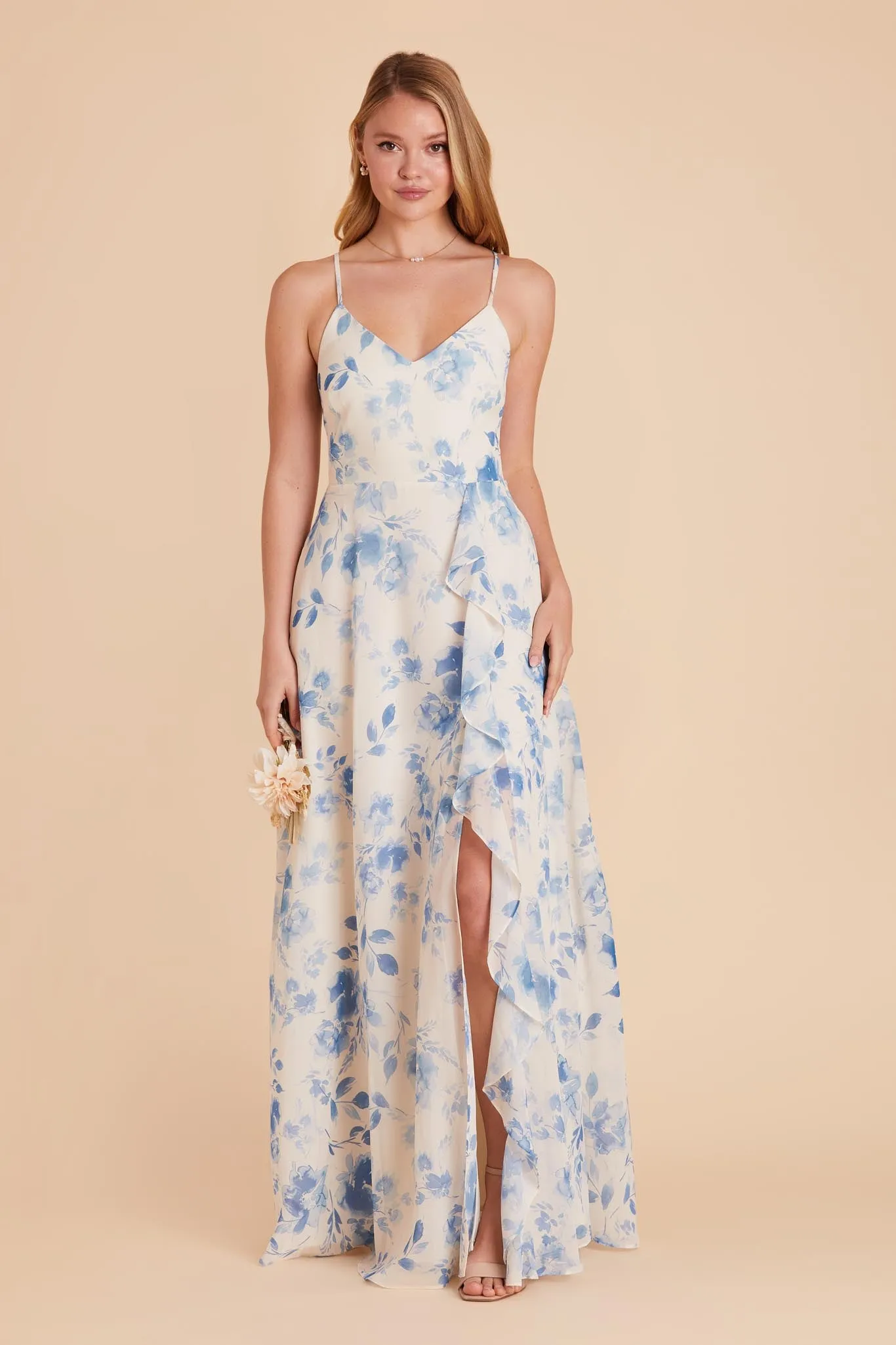 Theresa Chiffon Dress - Blue Rococo Floral sold by Birdy Grey