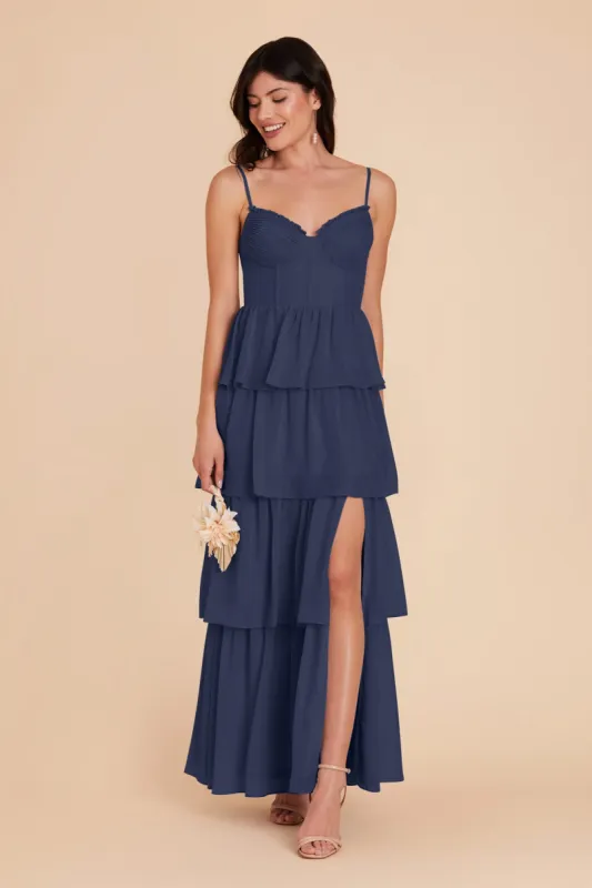 Lola Chiffon Dress - Slate Blue sold by Birdy Grey