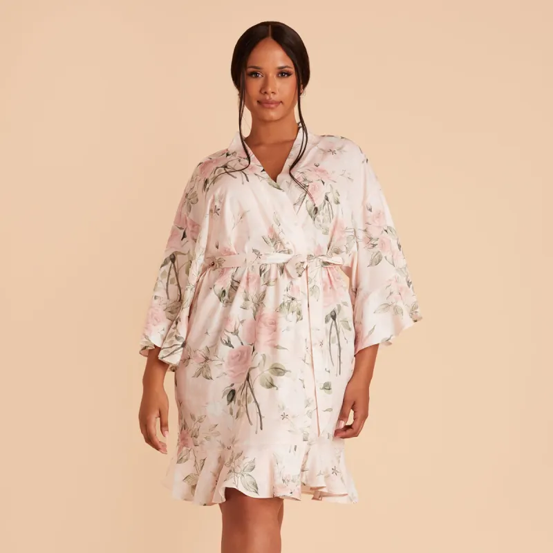 Kenny Floral Ruffle Robe - Blush Garden sold by Birdy Grey