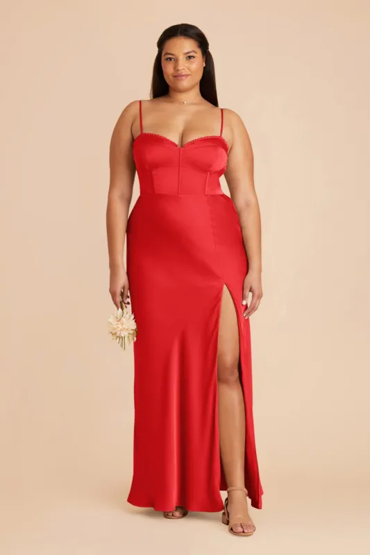 Jessica Matte Satin Dress - Ruby Red sold by Birdy Grey