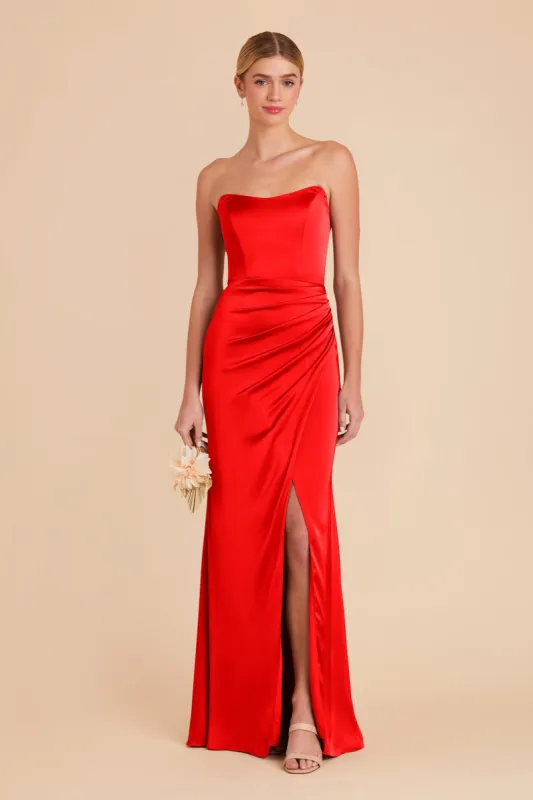 Anne Matte Satin Dress - Lipstick Red sold by Birdy Grey