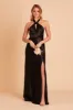 Monica Shiny Satin Dress - Black sold by Birdy Grey