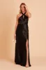 Monica Shiny Satin Dress - Black sold by Birdy Grey