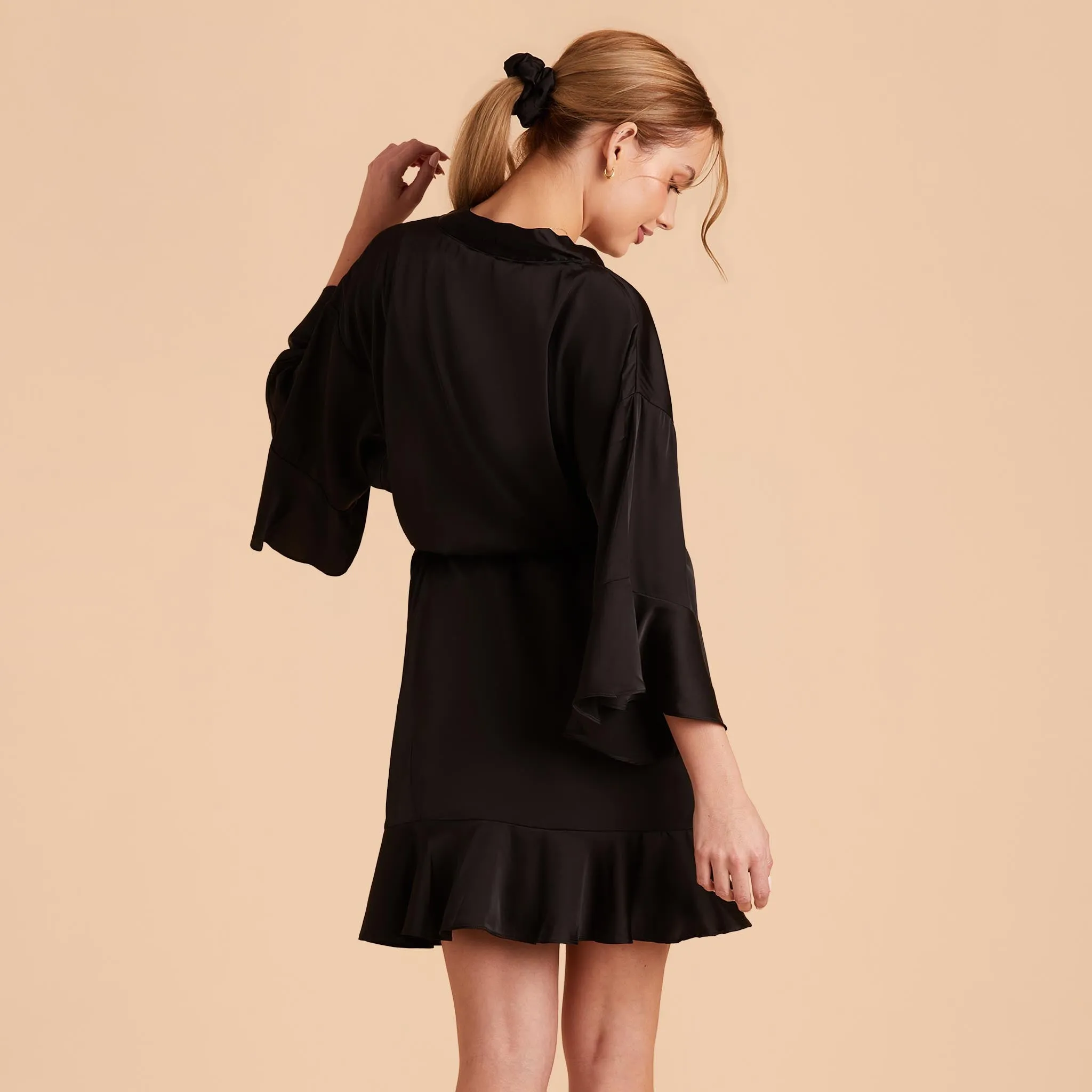 Kenny Ruffle Satin Robe - Black sold by Birdy Grey product image thumbnail 3