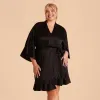 Kenny Ruffle Satin Robe - Black sold by Birdy Grey