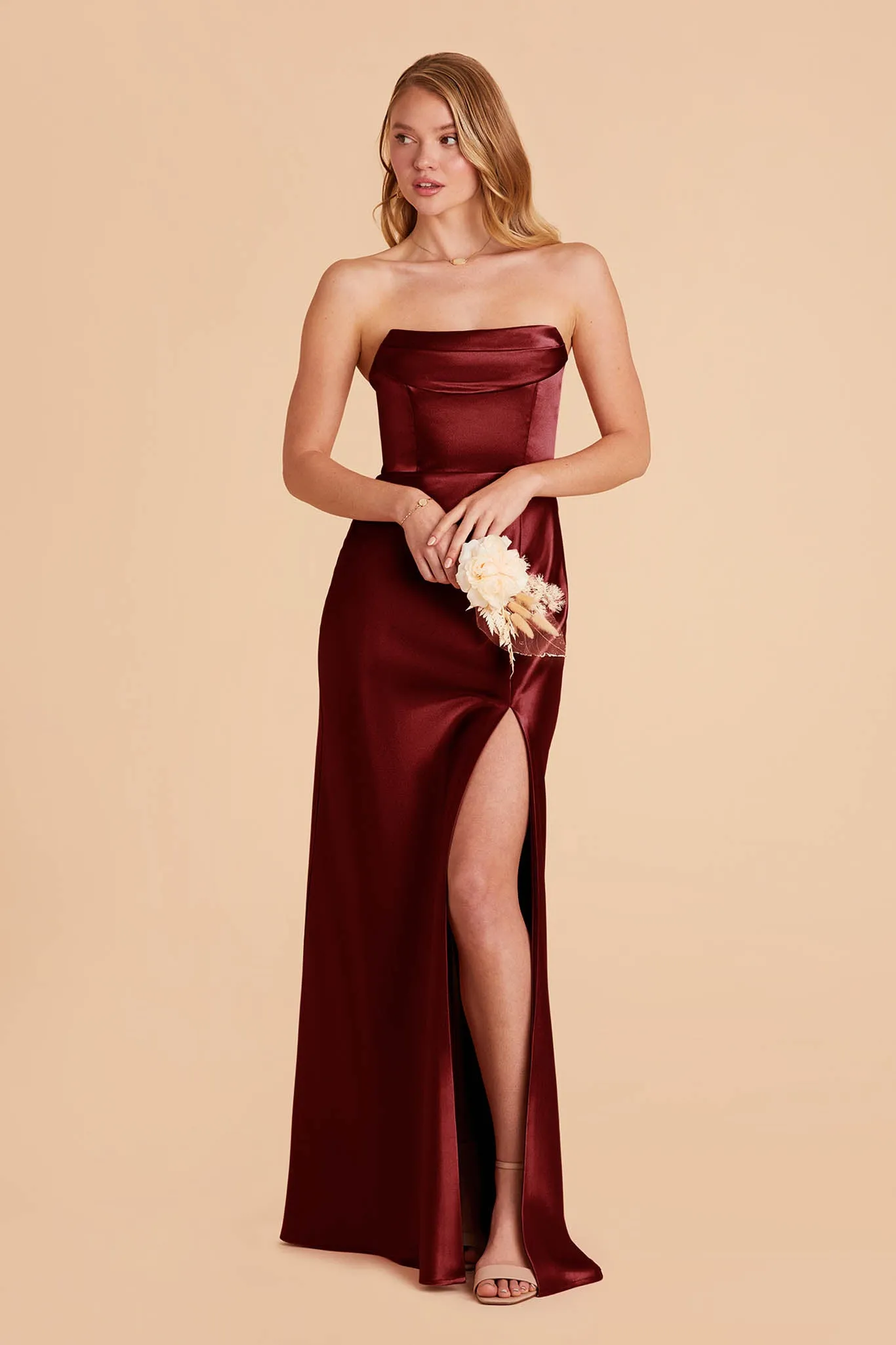 Mia Shiny Satin Convertible Dress - Cabernet sold by Birdy Grey product image thumbnail 5