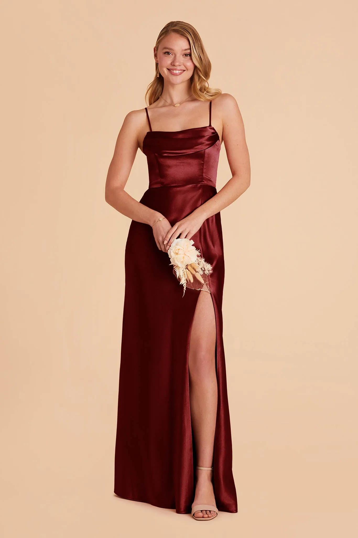 Mia Shiny Satin Convertible Dress - Cabernet sold by Birdy Grey product image thumbnail 4