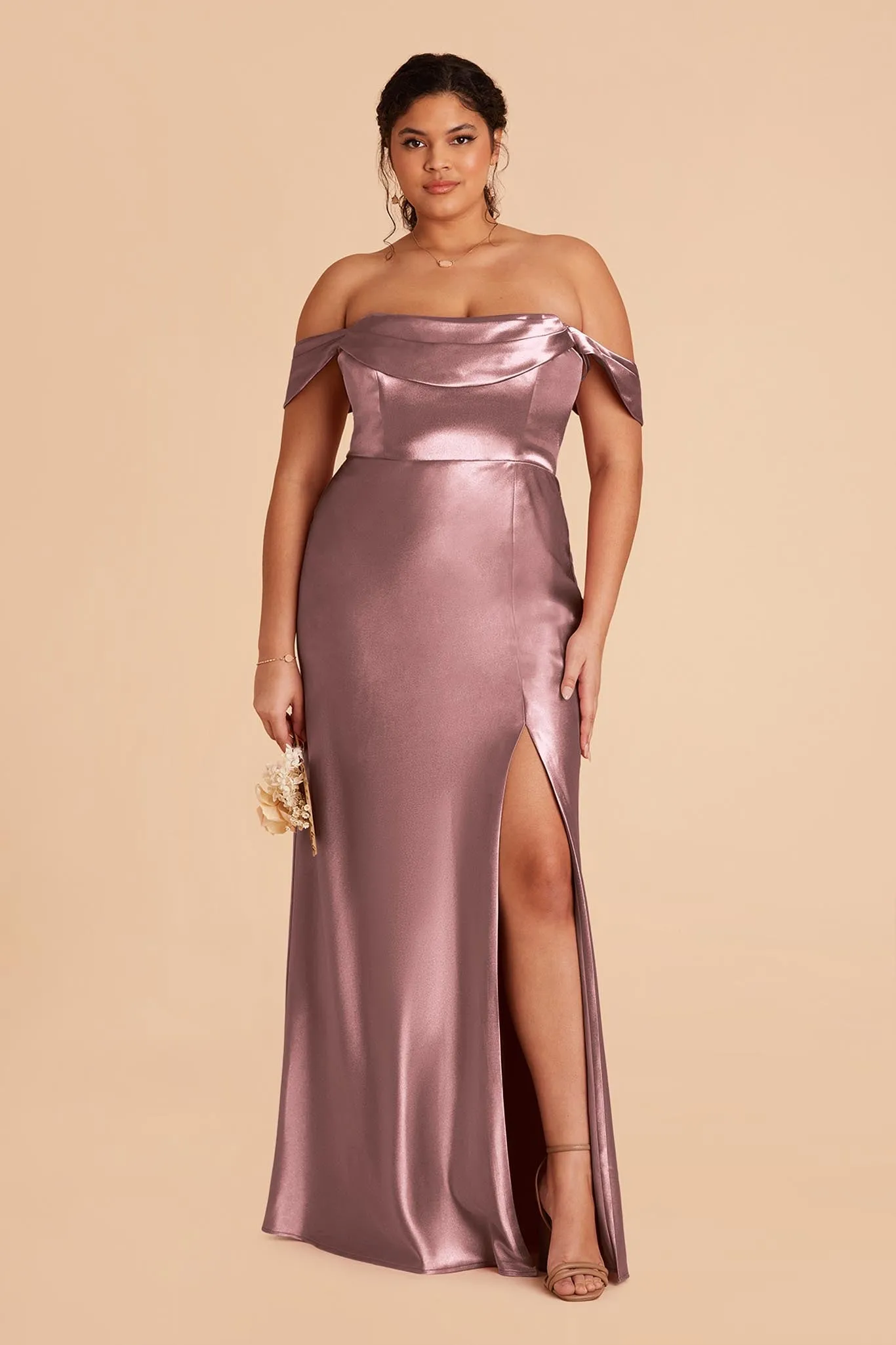 Mia Shiny Satin Convertible Dress - Dark Mauve sold by Birdy Grey product image thumbnail 2