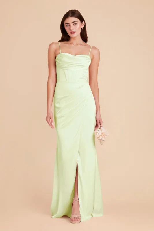 Carrie Matte Satin Dress - Pale Pistachio sold by Birdy Grey