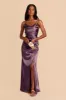Lydia Shiny Satin Dress - Plum sold by Birdy Grey