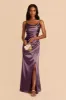 Lydia Shiny Satin Dress - Plum sold by Birdy Grey