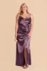 Lydia Shiny Satin Dress - Plum sold by Birdy Grey