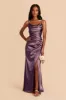Lydia Shiny Satin Dress - Plum sold by Birdy Grey