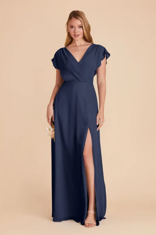 Violet Chiffon Dress - Slate Blue sold by Birdy Grey