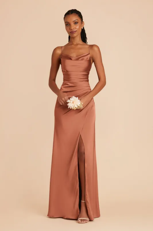 Lydia Matte Satin Dress - Terracotta sold by Birdy Grey