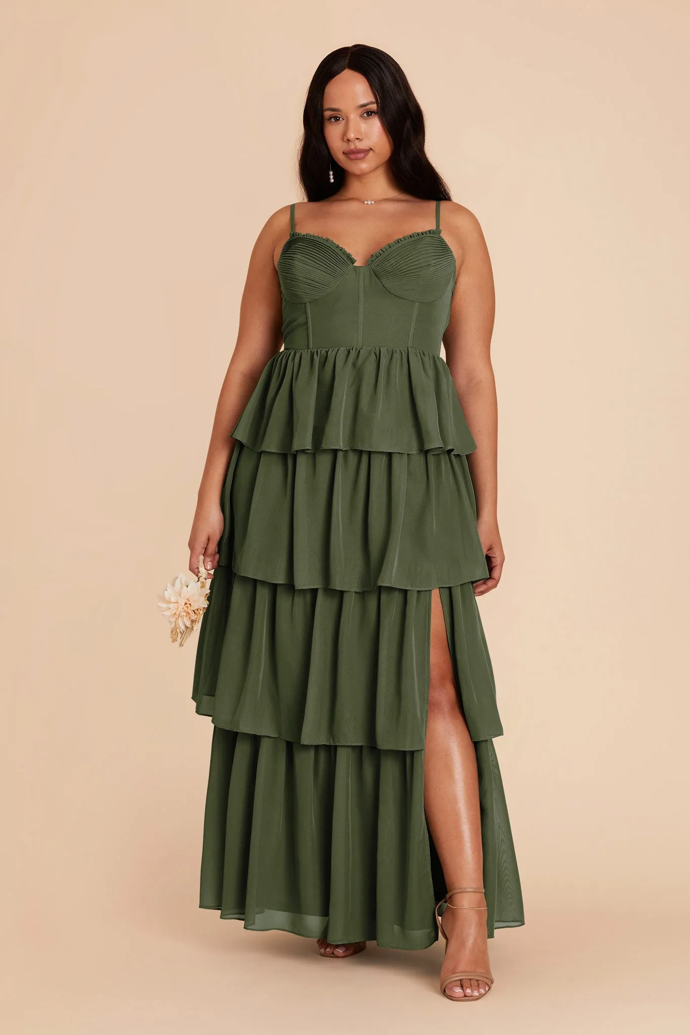Lola Chiffon Dress - Olive sold by Birdy Grey