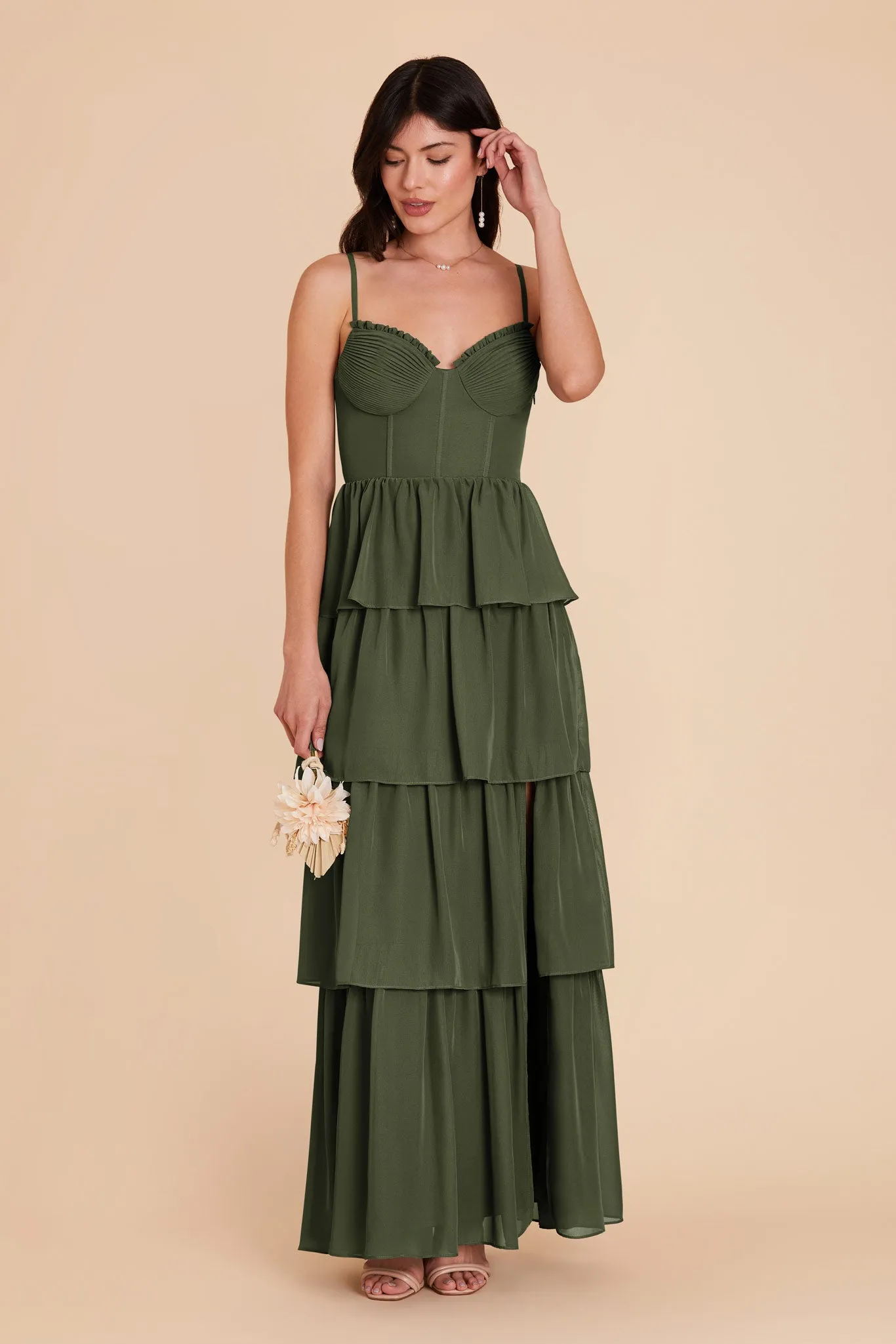 Lola Chiffon Dress - Olive sold by Birdy Grey product image thumbnail 4