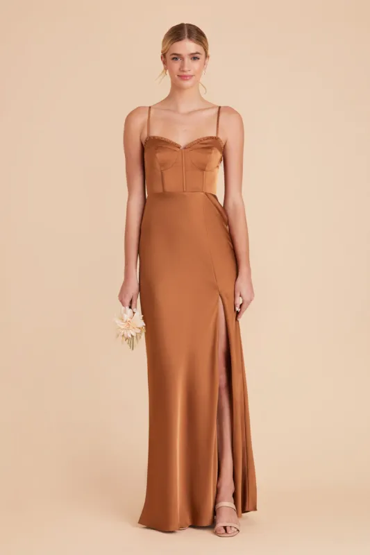 Jessica Matte Satin Dress - Rust sold by Birdy Grey