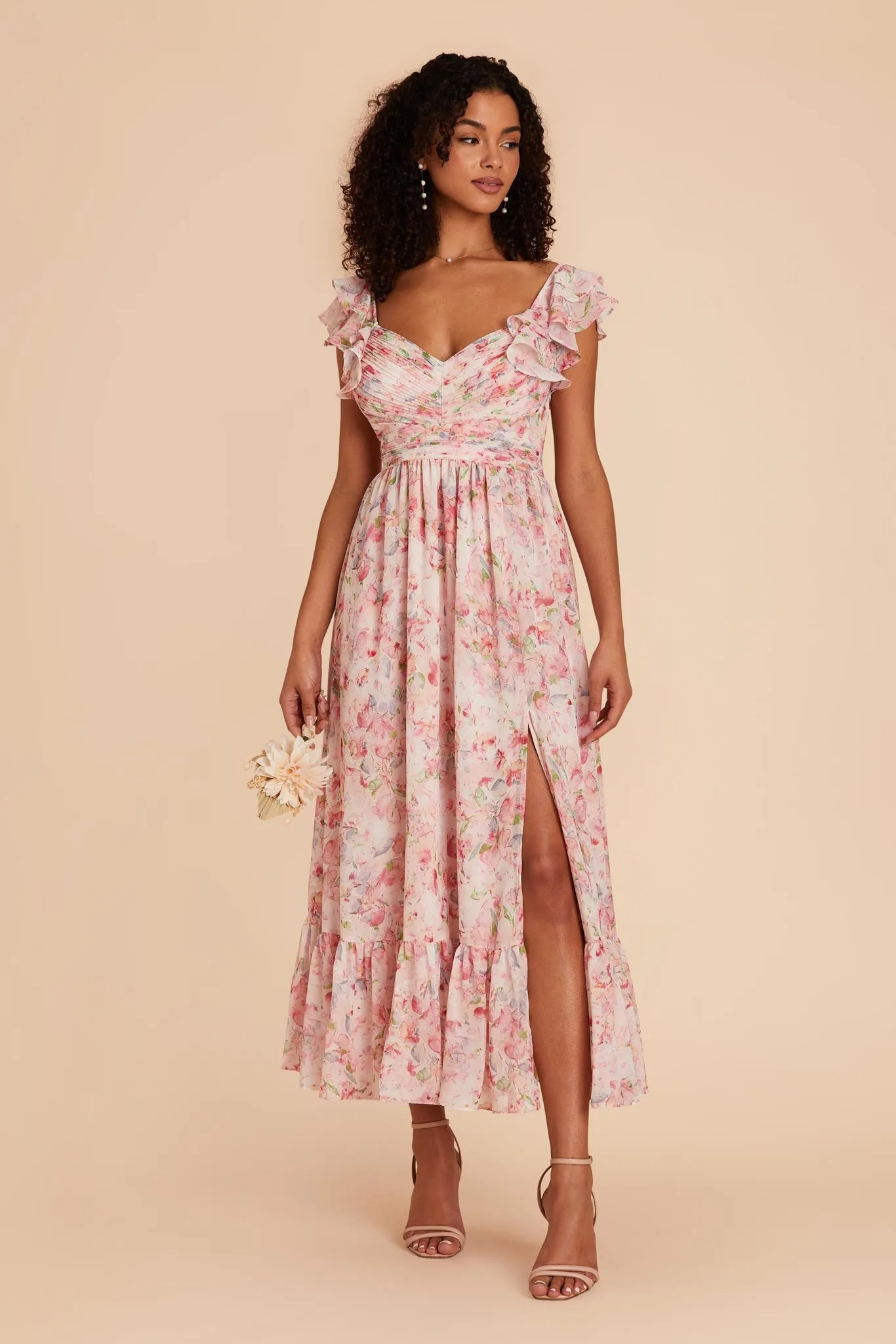 Michelle Chiffon Dress - Pink Falling Petals sold by Birdy Grey product image thumbnail 3