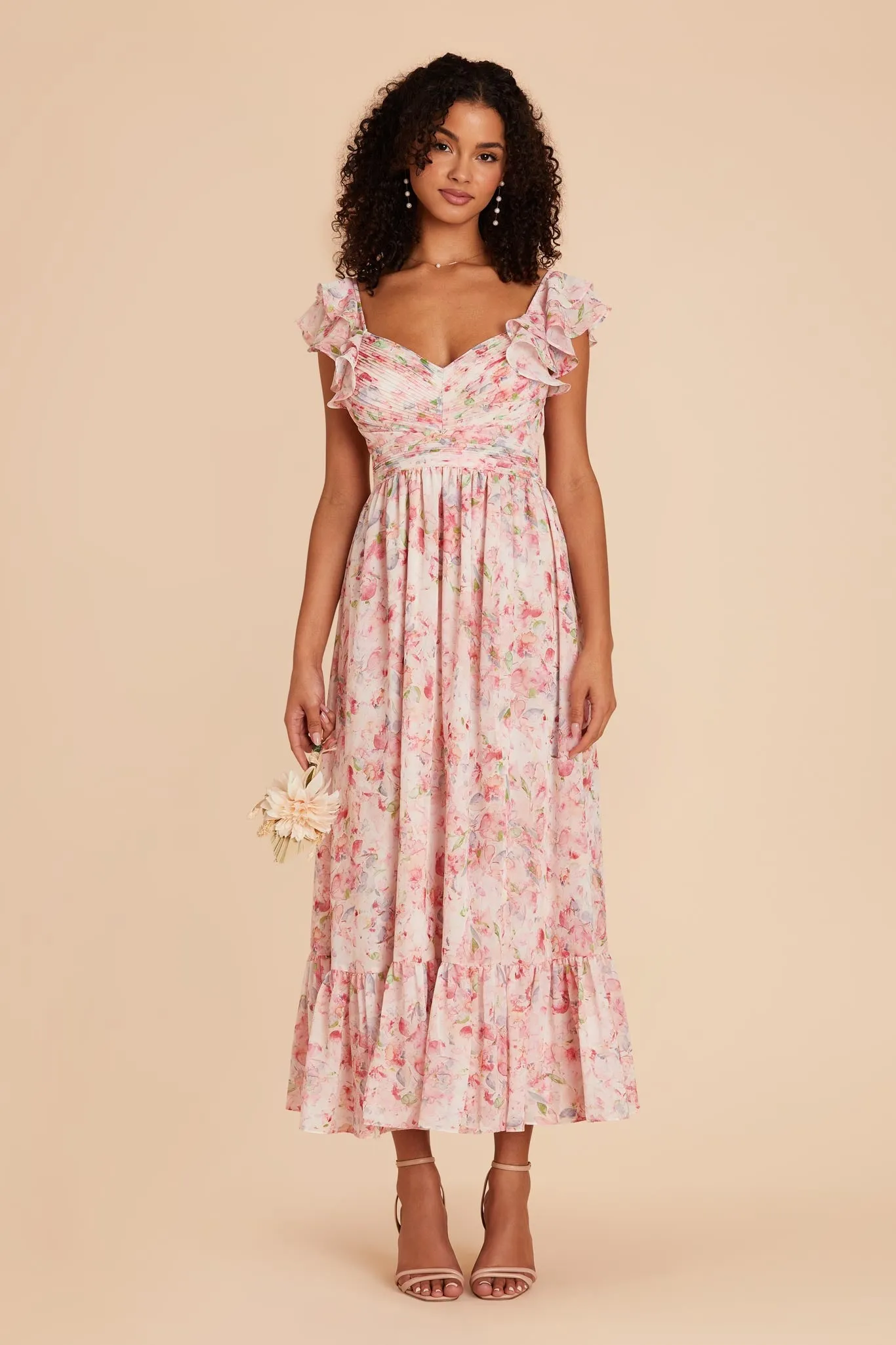 Michelle Chiffon Dress - Pink Falling Petals sold by Birdy Grey