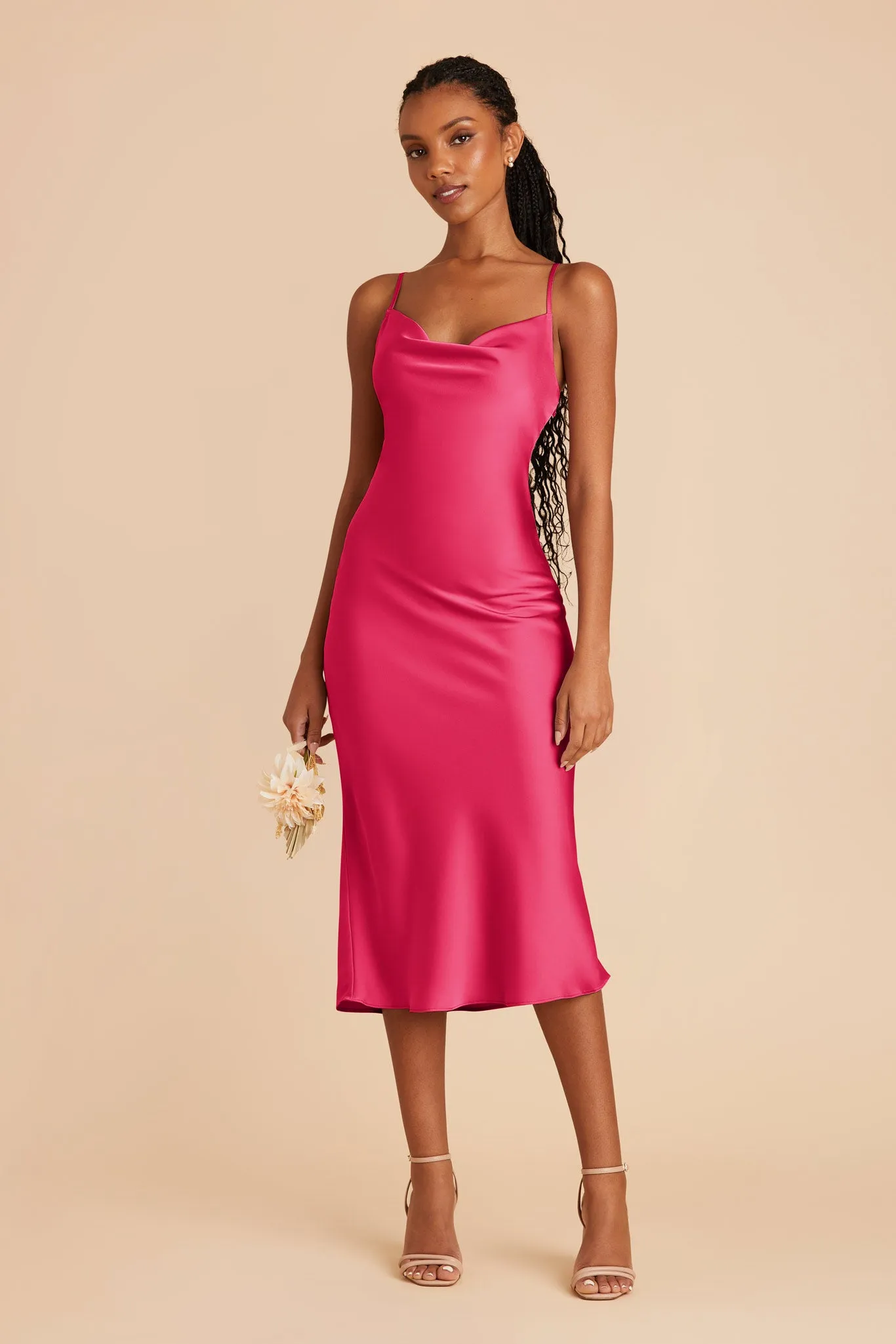 Lisa Matte Satin Midi Dress - Fuchsia sold by Birdy Grey product image thumbnail 4