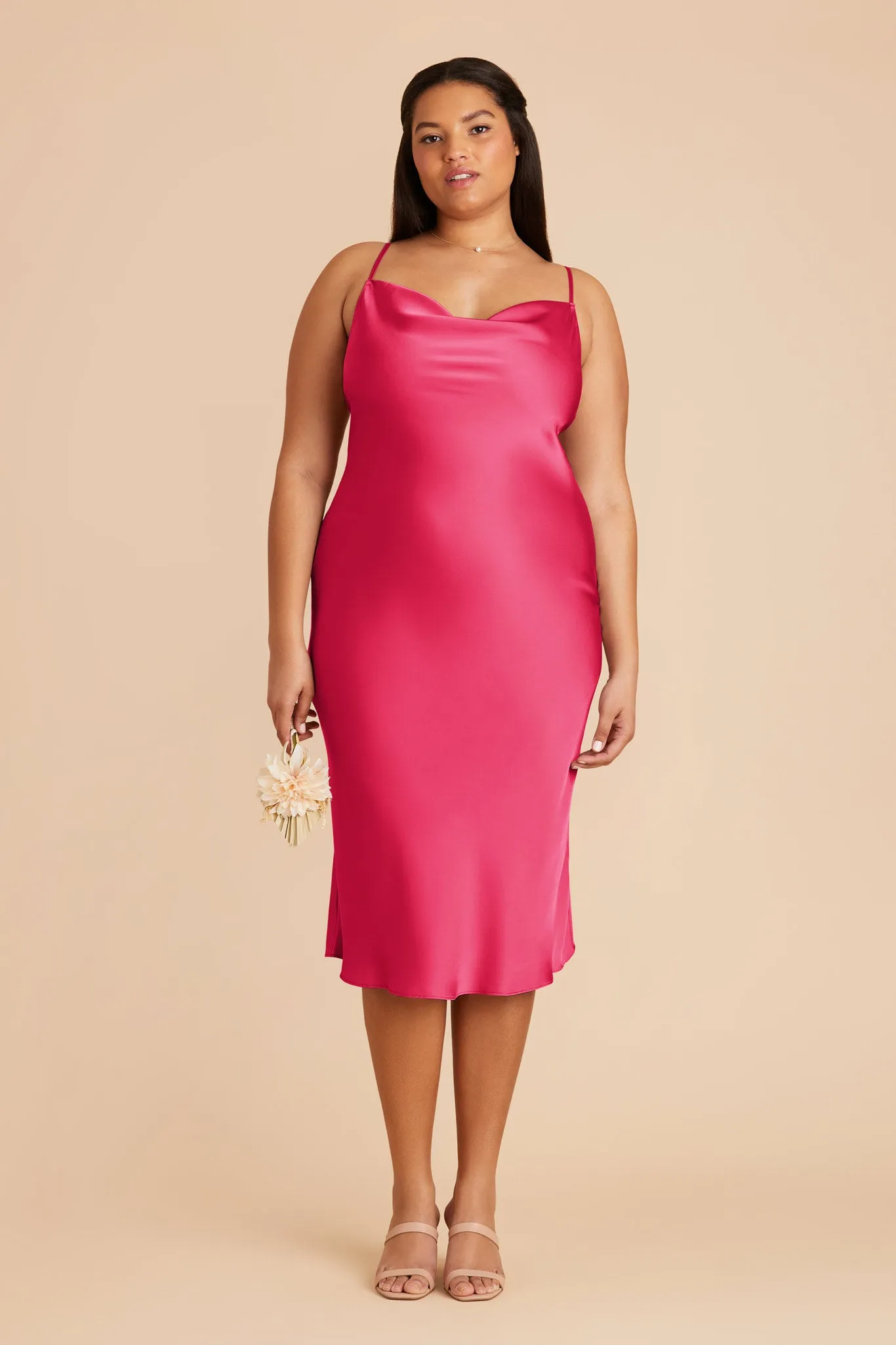 Lisa Matte Satin Midi Dress - Fuchsia sold by Birdy Grey