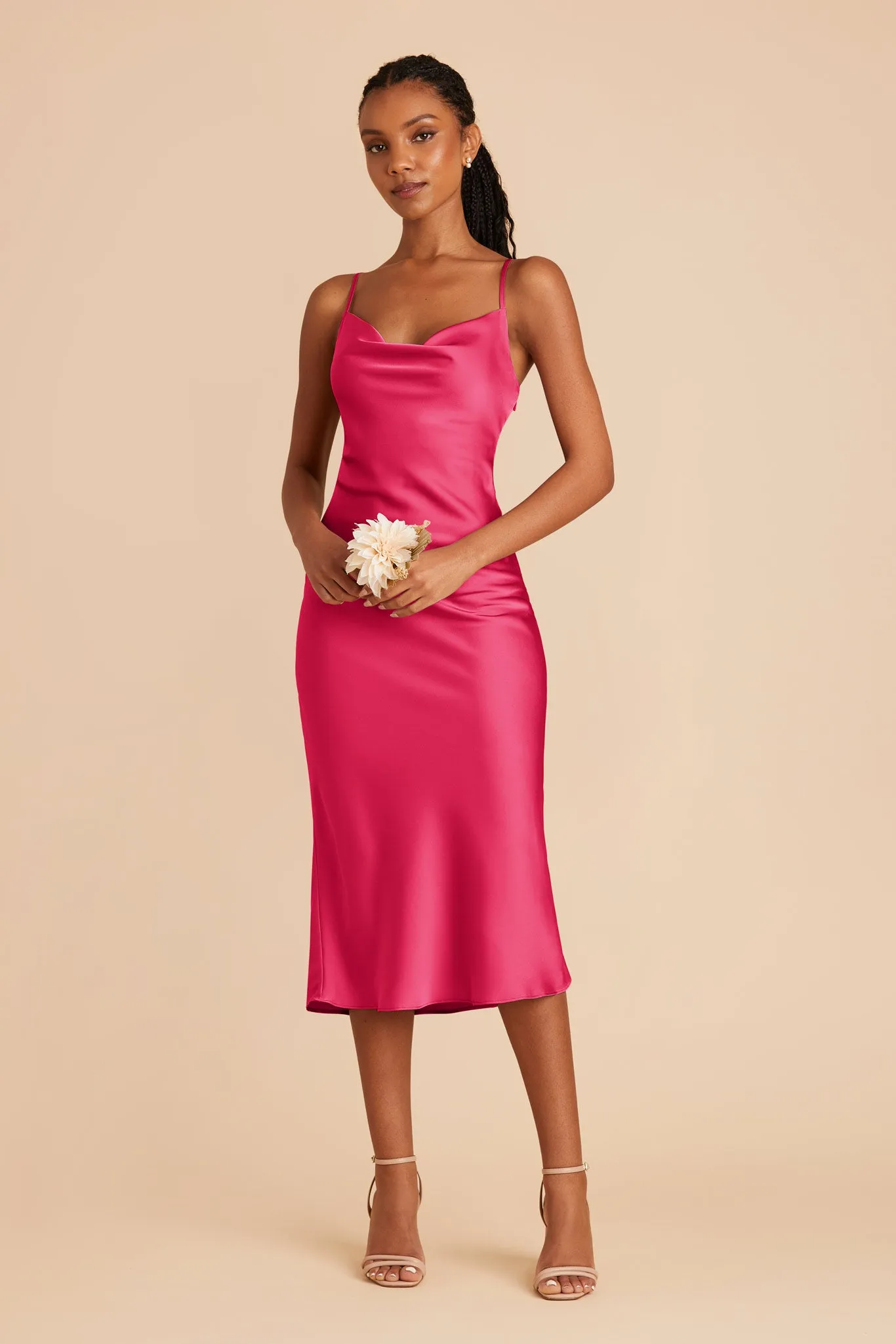 Lisa Matte Satin Midi Dress - Fuchsia sold by Birdy Grey product image thumbnail 3