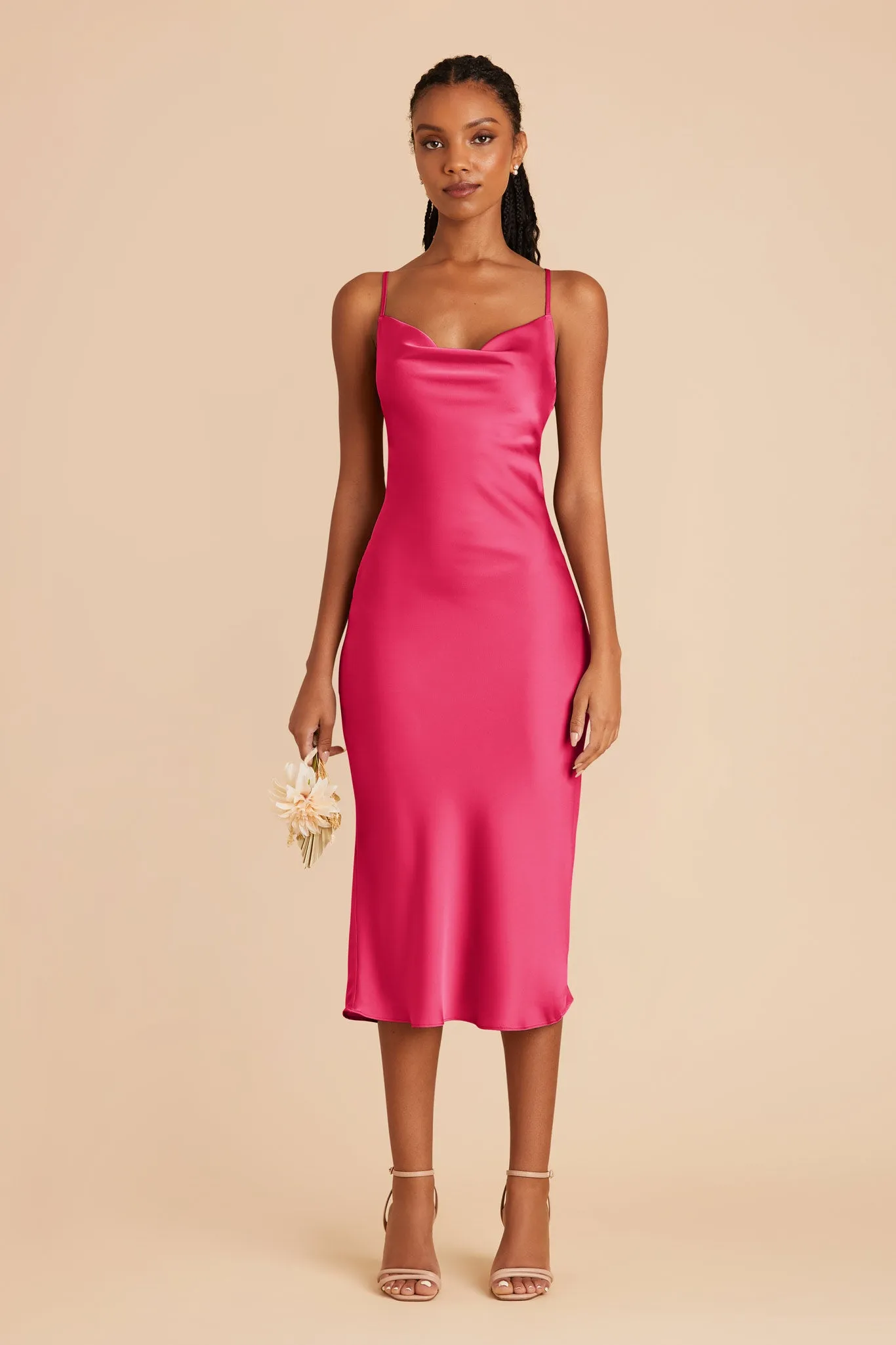 Lisa Matte Satin Midi Dress - Fuchsia sold by Birdy Grey product image thumbnail 2
