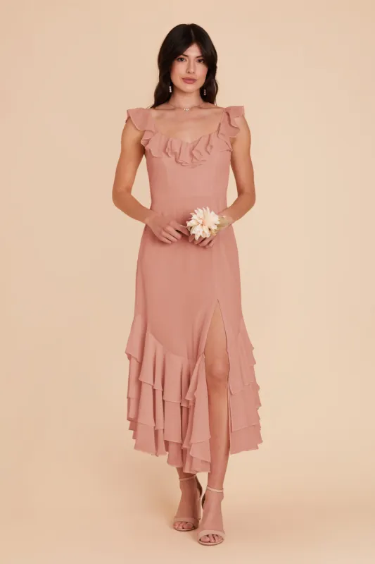 Ginny Chiffon Dress - Dusty Rose sold by Birdy Grey