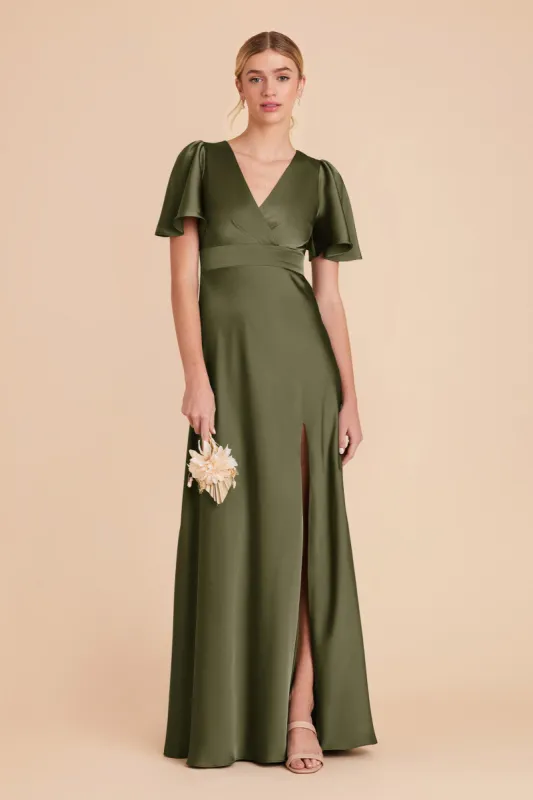 Marni Matte Satin Dress - Olive sold by Birdy Grey