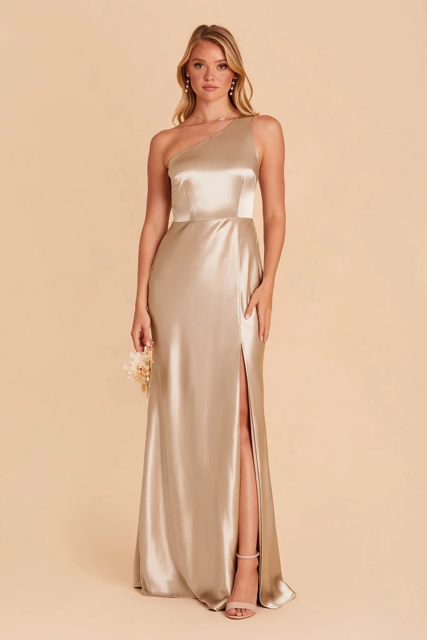 Kira Shiny Satin Dress - Neutral Champagne sold by Birdy Grey product image thumbnail 3