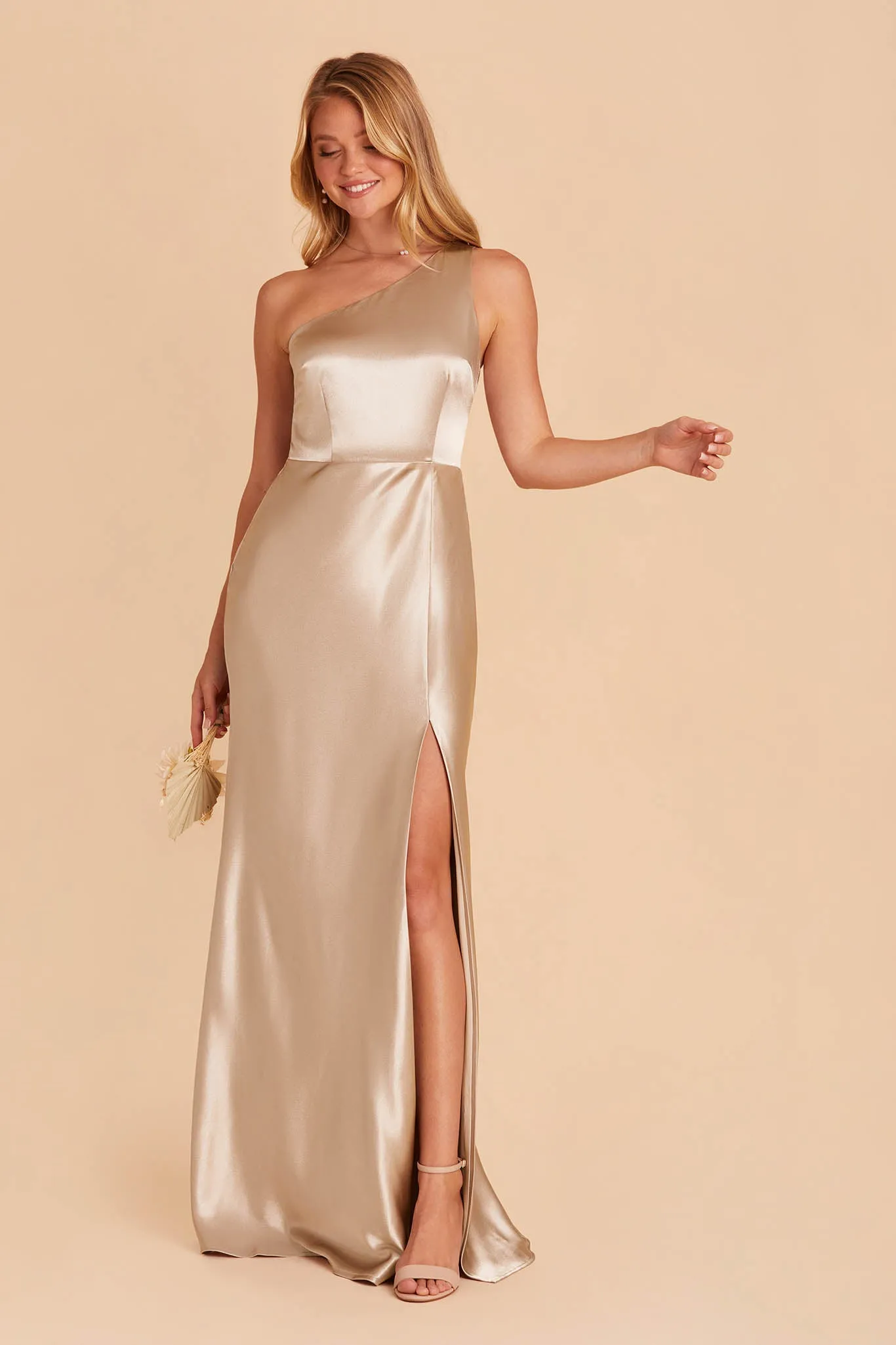 Kira Shiny Satin Dress - Neutral Champagne sold by Birdy Grey product image thumbnail 4