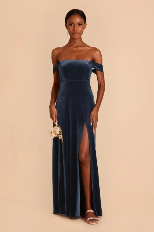 August Velvet Dress - Storm Blue sold by Birdy Grey