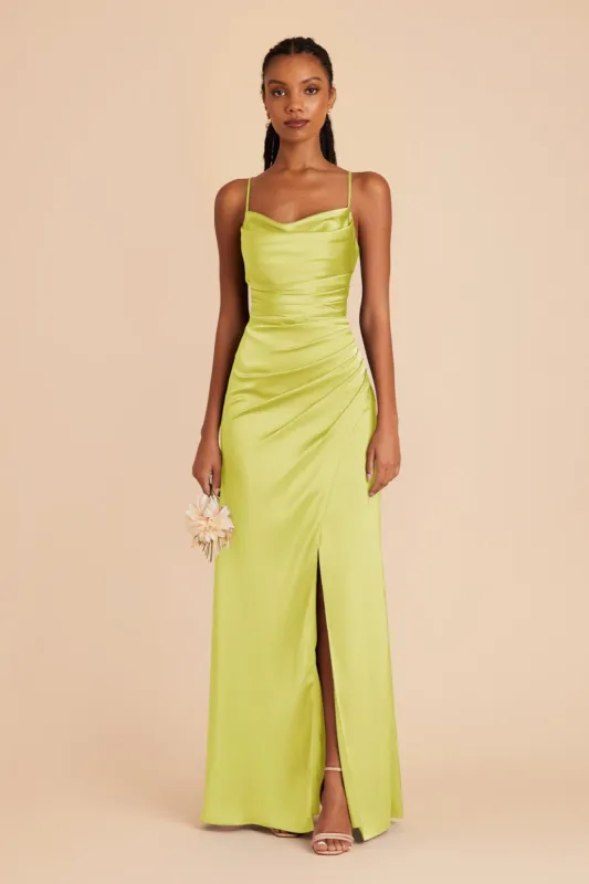 Lydia Matte Satin Dress - Chartreuse sold by Birdy Grey