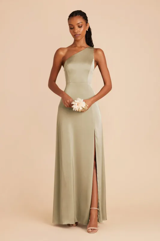 Kira Matte Satin Dress - Moss Green sold by Birdy Grey